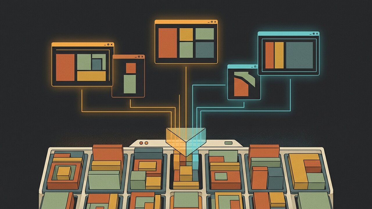 A flat retro-tech editorial illustration.